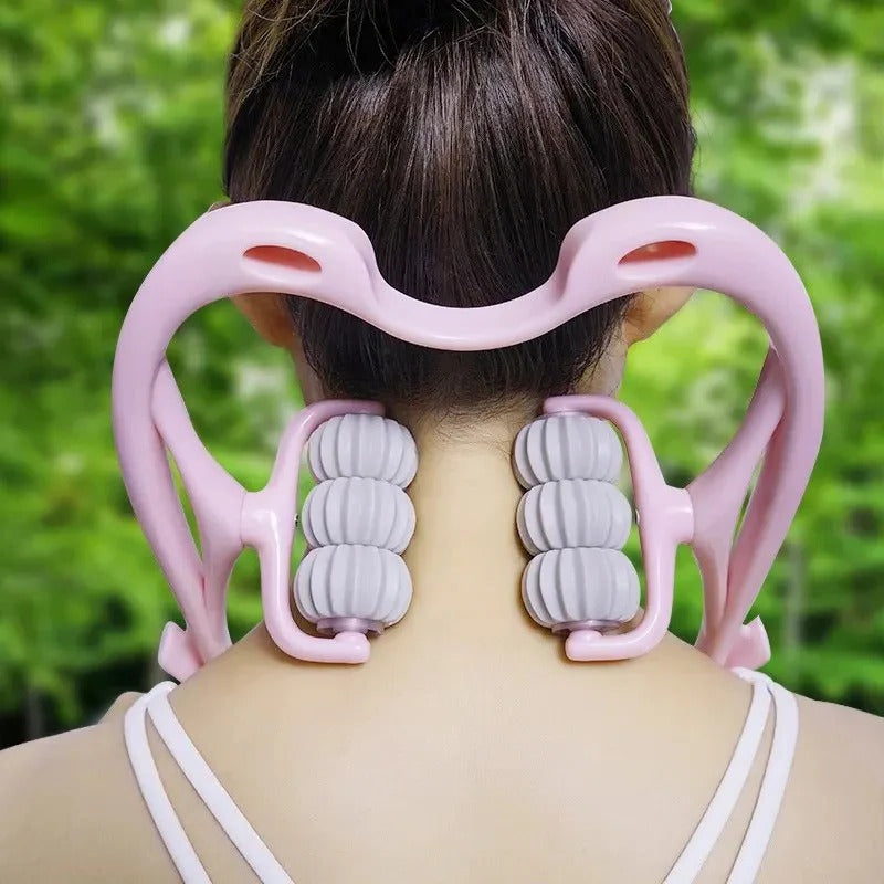 Manual Neck and Shoulder Massager with Kneading Rollers