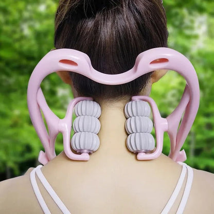 Manual Neck and Shoulder Massager with Kneading Rollers